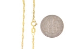Indlæs billede til gallerivisning 14k Yellow Gold 1.4mm Singapore Twisted Bracelet Anklet Necklace Choker Pendant Chain
