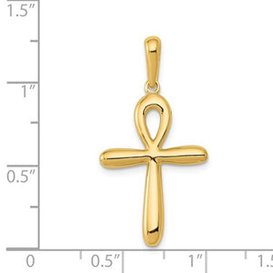 14K Yellow Gold Ankh Cross Pendant Charm