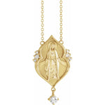 이미지를 갤러리 뷰어에 로드 , Platinum 14k Yellow Rose White Gold Diamond Miraculous Medal Blessed Virgin Mary Necklace
