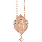 Carregar imagem no visualizador da galeria, Platinum 14k Yellow Rose White Gold Diamond Miraculous Medal Blessed Virgin Mary Necklace
