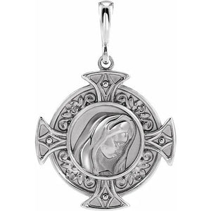 Platinum 14k Yellow Rose White Gold Sterling Silver Virgin Mary Cross Pendant Charm Necklace