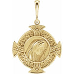 Załaduj obraz do przeglądarki galerii, Platinum 14k Yellow Rose White Gold Sterling Silver Virgin Mary Cross Pendant Charm Necklace
