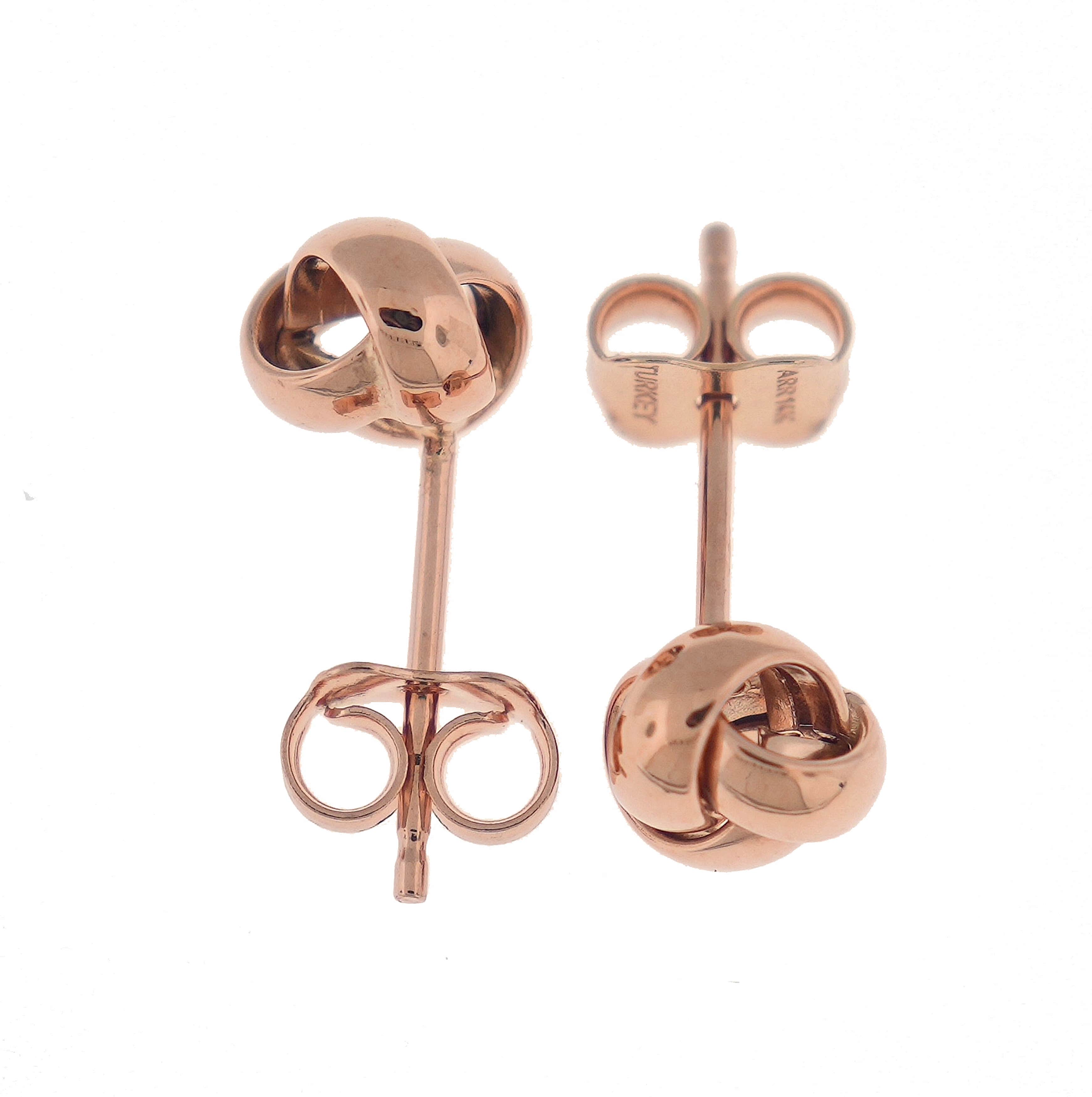 14k Rose Gold Small Classic Love Knot Stud Post Earrings