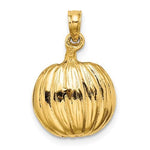 Load image into Gallery viewer, 14k Yellow Gold Pumpkin Halloween Jack O Lantern Cat Pendant Charm
