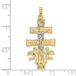 Afbeelding in Gallery-weergave laden, 14k Gold Two Tone Caravaca Crucifix Cross Pendant Charm

