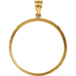 Charger l&#39;image dans la galerie, 14K Yellow Gold Coin Holder for 32.7mm x 2.7mm Coins or American Eagle 1 oz ounce or South African Krugerrand 1 oz Tab Back Frame Pendant Charm
