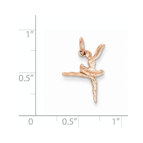 14k Rose Gold Ballerina Ballet Dancer 3D Small Pendant Charm