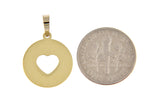 Lade das Bild in den Galerie-Viewer, 14k Yellow Gold Round Circle Heart Cut Out Pendant Charm
