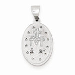 이미지를 갤러리 뷰어에 로드 , 14k White Gold Blessed Virgin Mary Miraculous Medal Oval Small Hollow Pendant Charm
