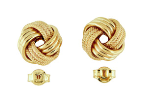 14k Yellow Gold 11mm Classic Love Knot Stud Post Earrings