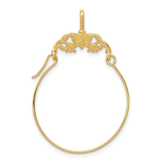 14K Yellow Gold Butterfly Charm Holder Hanger Connector Pendant