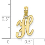 이미지를 갤러리 뷰어에 로드 , 10K Yellow Gold Script Initial Letter H Cursive Alphabet Pendant Charm
