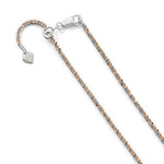 Indlæs billede til gallerivisning Sterling Silver Rose Gold Plated 2mm Cyclone Necklace Chain Adjustable
