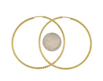 Загрузить изображение в средство просмотра галереи, 14k Yellow Gold 50mm x 1.35mm Diamond Cut Round Endless Hoop Earrings
