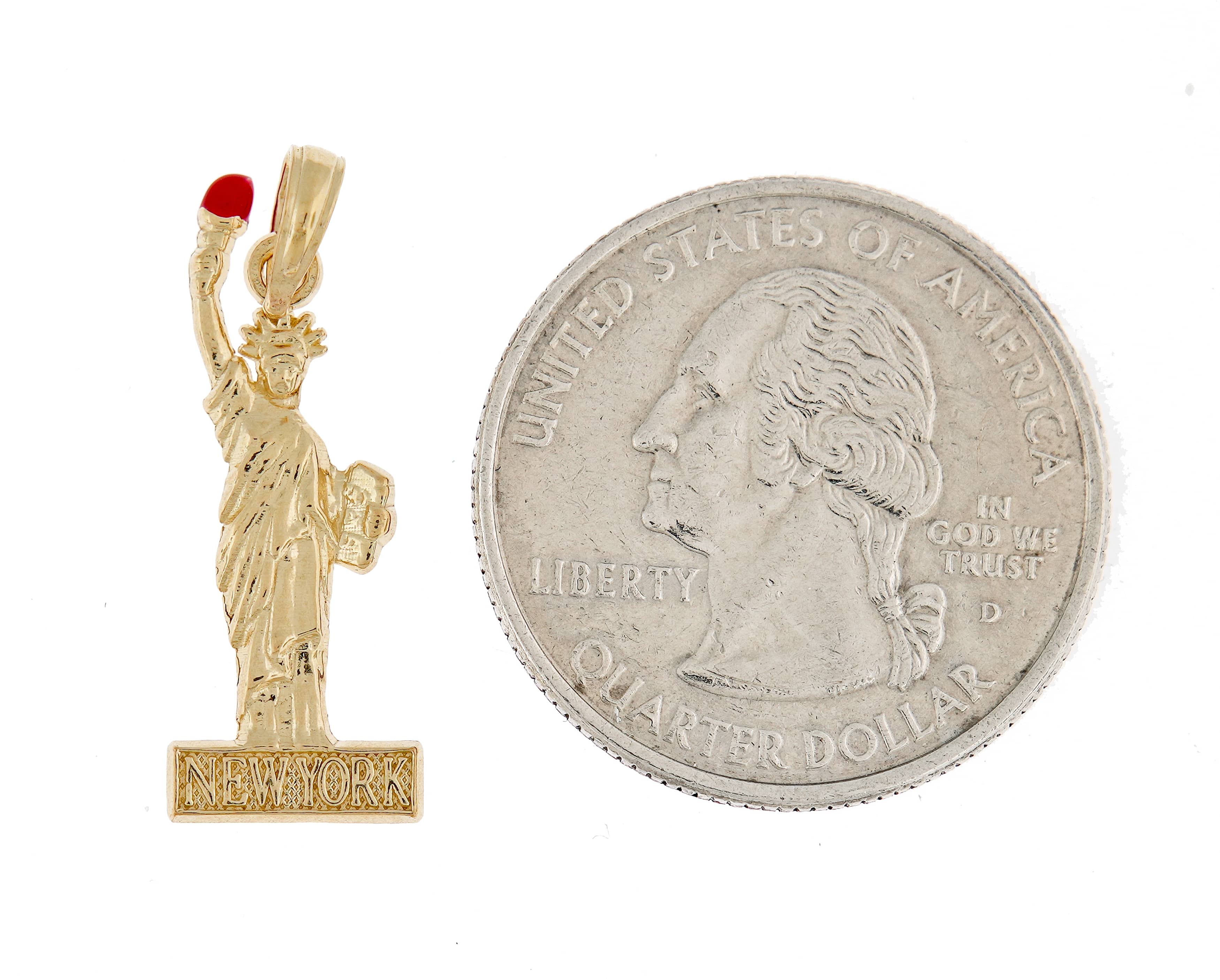 14k yellow gold enamel new york statue liberty pendant charm