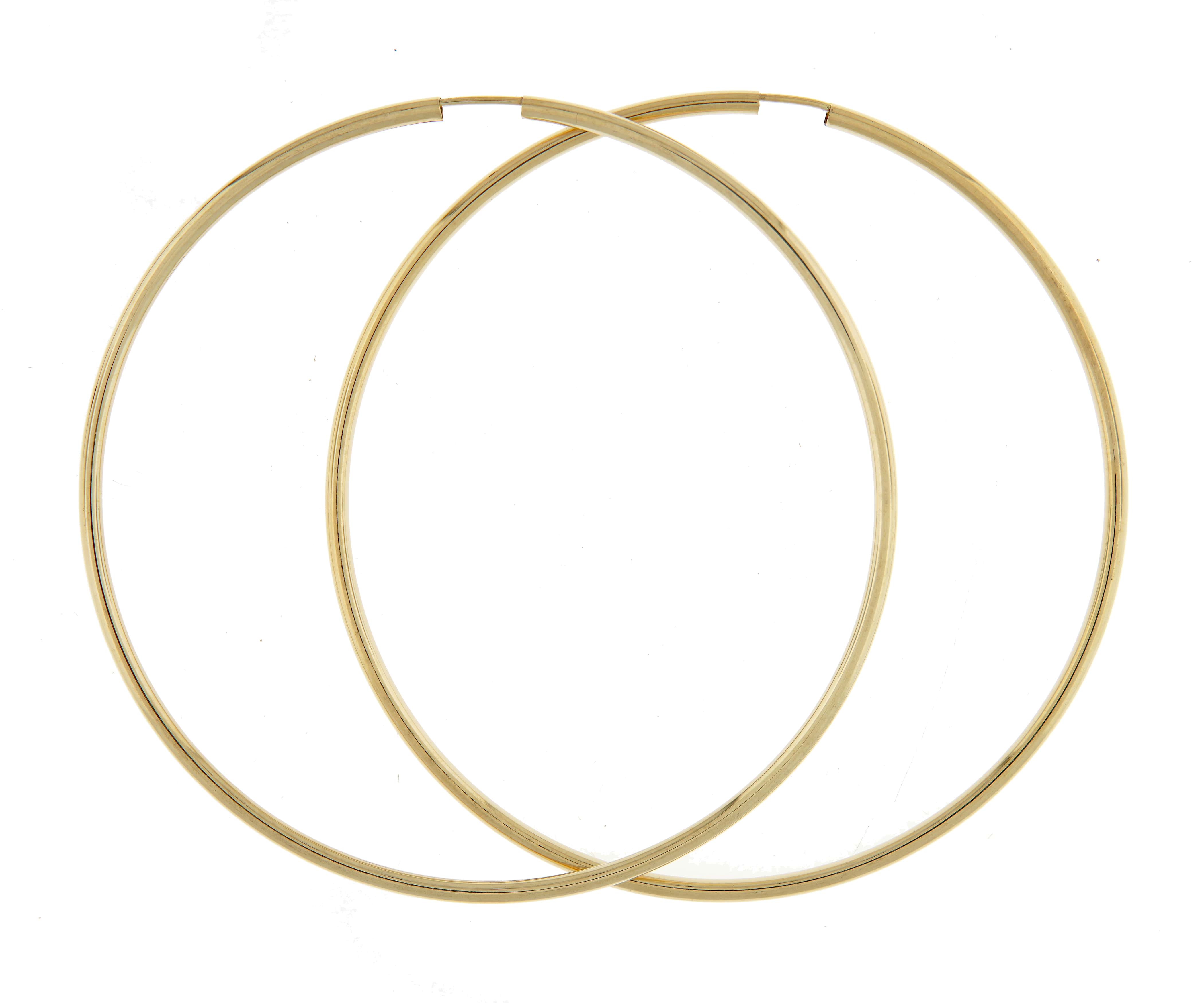 14K Yellow Gold Extra Large Round Endless Hoop Earrings
