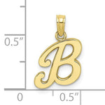Carregar imagem no visualizador da galeria, 10K Yellow Gold Script Initial Letter B Cursive Alphabet Pendant Charm
