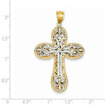 Cargar imagen en el visor de la galería, 14k Gold Two Tone Large Fancy Latin Cross Pendant Charm
