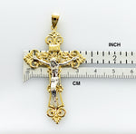 Kép betöltése a galériamegjelenítőbe: 14k Gold Two Tone Crucifix Cross Open Back Pendant Charm - [cklinternational]
