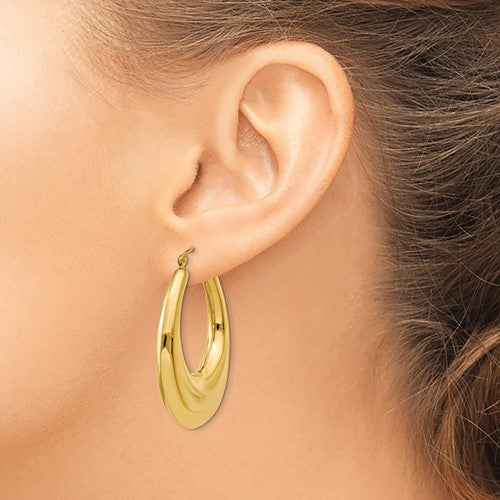 14K Yellow Gold Classic Fancy Shrimp Hoop Earrings