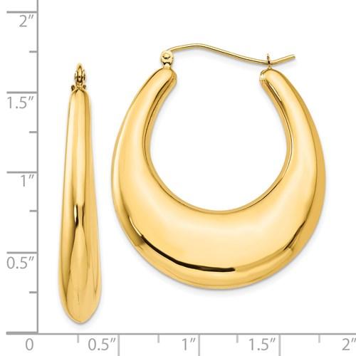 14K Yellow Gold Classic Fancy Shrimp Hoop Earrings