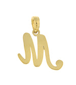 Cargar imagen en el visor de la galería, 10K Yellow Gold Script Initial Letter M Cursive Alphabet Pendant Charm
