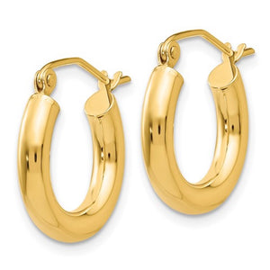 14K Yellow Gold 15mm x 3mm Classic Round Hoop Earrings