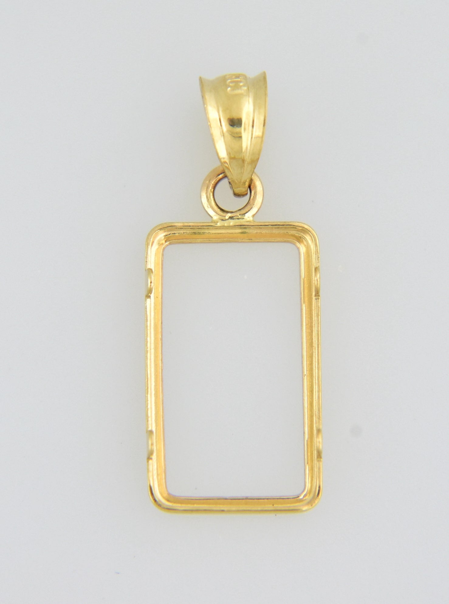 14K Yellow Gold Holds 15mm x 8.5mm x 0.65mm Coins Credit Suisse 1 gram Tab Back Frame Mounting Holder Pendant Charm