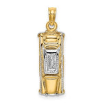 Load image into Gallery viewer, 14k Yellow Gold Rhodium Taxi Cab Moveable Wheels 3D Pendant Charm
