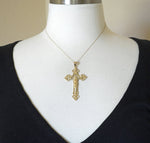 Afbeelding in Gallery-weergave laden, 14k Yellow Gold Cross Crucifix Extra Large Pendant Charm
