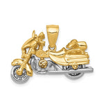 Carica l&#39;immagine nel visualizzatore di Gallery, 14k Gold Two Tone Motorcycle 3D Moveable Pendant Charm
