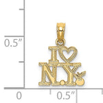 Load image into Gallery viewer, 14K Yellow Gold I Heart Love NY New York City Travel Pendant Charm
