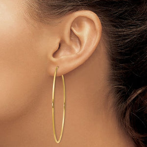 14K Yellow Gold 58mm x 1.5mm Endless Round Hoop Earrings
