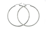 Afbeelding in Gallery-weergave laden, 14K White Gold Diamond Cut Round Hoop Textured Earrings 45mm x 2mm
