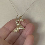 Load and play video in Gallery viewer, 14k Yellow Gold Deer Head Chain Slide Open Back Pendant Charm
