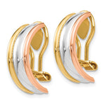 Загрузить изображение в средство просмотра галереи, 14k Yellow White Rose Gold Tri Color Non Pierced Clip On Huggie Earrings
