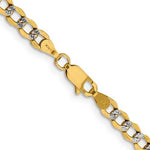 將圖片載入圖庫檢視器 14K Yellow Gold with Rhodium 4.3mm Pavé Curb Bracelet Anklet Choker Necklace Pendant Chain with Lobster Clasp
