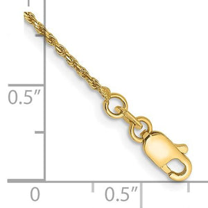 14k Yellow Gold 1.15mm Diamond Cut Rope Bracelet Anklet Choker Necklace Pendant Chain