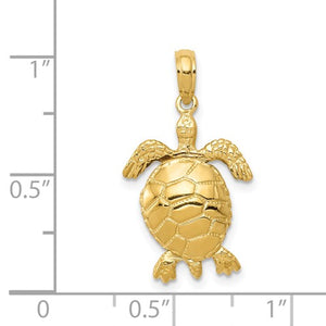 14k Yellow Gold Turtle 3D Pendant Charm