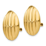 Indlæs billede til gallerivisning 14K Yellow Gold Non Pierced Fancy Oval Ribbed Omega Back Clip On Earrings
