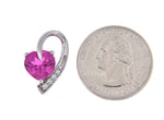 將圖片載入圖庫檢視器 14k White Gold Lab Created Pink Sapphire with Genuine Diamond Chain Slide Pendant Charm

