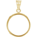 Lade das Bild in den Galerie-Viewer, 14K Yellow Gold Holds 16mm x 1.2mm Coins or Canadian 1/10 Ounce Maple Leaf Coin Tab Back Frame Pendant Holder
