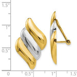 Cargar imagen en el visor de la galería, 14k Gold Two Tone Non Pierced Clip On Swirl Geometric Omega Back Earrings
