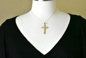 14k Yellow Gold Crucifix Cross Large Pendant Charm - [cklinternational]