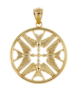 Load image into Gallery viewer, 14k Yellow Gold Doves in Circle Pendant Charm
