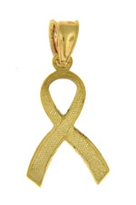 Lataa kuva Galleria-katseluun, 14k Yellow Gold Awareness Ribbon Pendant Charm
