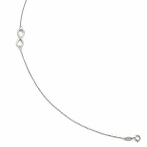 14k White Gold Infinity Anklet 9 inches plus Extender