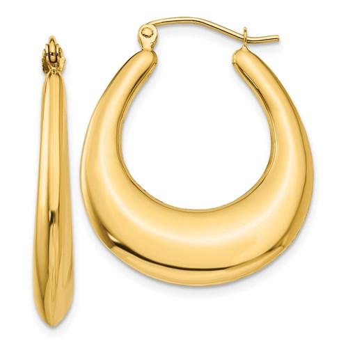 14K Yellow Gold Classic Fancy Shrimp Hoop Earrings