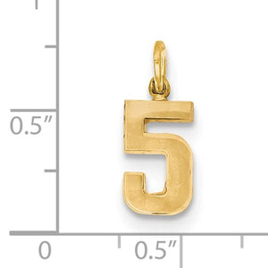 14k Yellow Gold Number 5 Five Pendant Charm