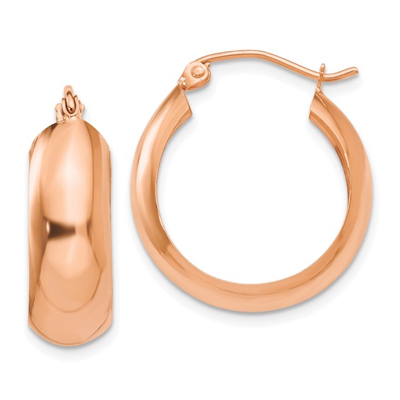 14K Rose Gold 20mm x 7mm Classic Round Hoop Earrings